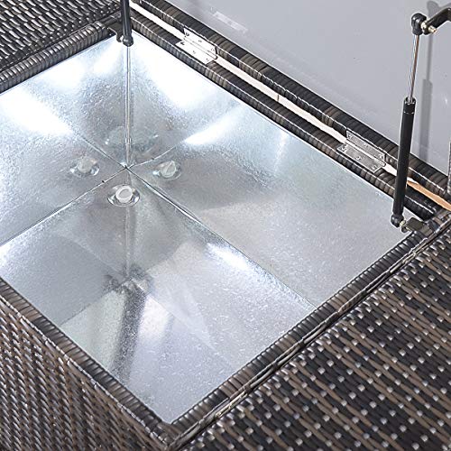 Casart Portable Rattan Cooler Cart, 108 Quart Outdoor Cooling Trolley for Patio & Pool Party, Ice Chest Portable Rolling Patio Cooler