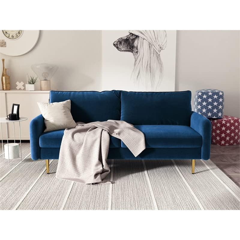 Kingway Furniture Almor Velvet Living Room Sofa in Space Blue
