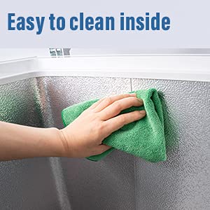 Moiitee Chest Freezer, Compact Chest Freezer with flip-up lid and Removable Storage Basket Mini Outdoor Chest Freezer for Home and Kitchen/Dorm/Bar/Office, 7 Temperature Settings