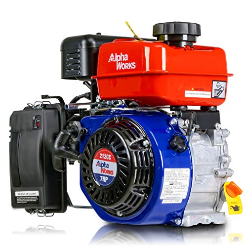 AlphaWorks Gas Engine 7HP 212cc Motor Horizontal 4 Stroke OHV Recoil Start 3800RPM 8.85Ft-Lbs/12Nm Torque 1/4