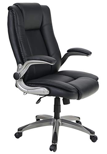 Sophia & William PU Leather Rocking Home Office Desk Chair High Back, Modern 360° Swivel Executive Computer Chair with Flip-up Armrests, Load Capacity: 300 lbs