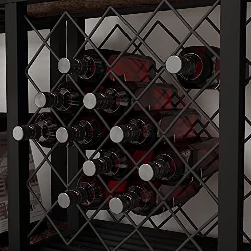 Rustic 5-Piece Kitchen Dining Table and Bench Set with Kitchen Island and Wine Rack Table, Dining Room Furniture Set for Small Place, Brown