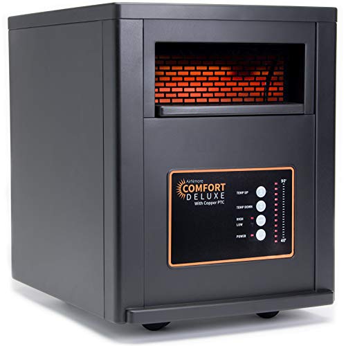 AirNmore Comfort Deluxe with Copper PTC, Infrared Space Heater with Remote, 1500 Watt, ETL Listed