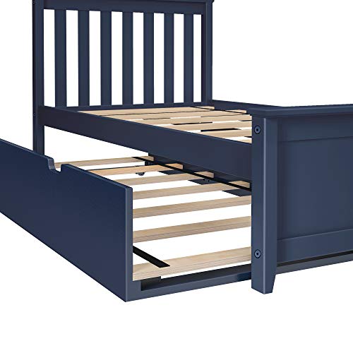 Max & Lily Solid Wood Twin-Size Trundle Bed, Blue
