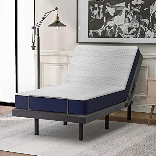 Harper & Bright Designs Adjustable Bed Base with Vibration Massage, Ergonomic Smart Electric Beds Foundation, Wireless Remote Control and LED Night Light, Twin XL, Grey