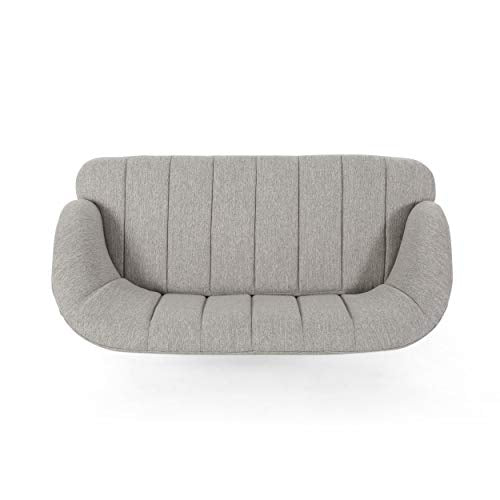 Kyra Modern Fabric Loveseat with Hairpin Legs, Light Gray