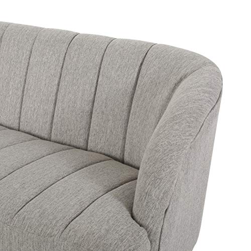 Kyra Modern Fabric Loveseat with Hairpin Legs, Light Gray