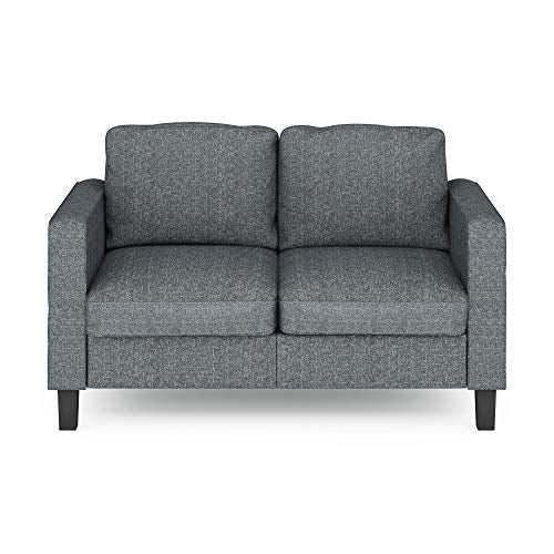 FURINNO Bayonne Modern Upholstered Love Seats, Gunmetal