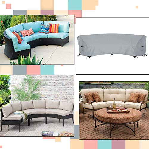 Curved Sofa Cover 18 Oz Waterproof - 100% UV & Weather Resistant Customize Outdoor Sofa Cover with Air Pockets and Drawstring with Snug Fit (Tuff Grey,)