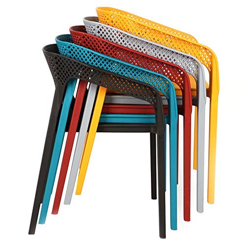 MIOCASA Dining Room Chairs Set of 4, Dinning Room Stackable Chairs, Modern Outdoor Comfortable Plastic Chair, Arm Chairs for Bedroom, Plastic Stackable Dining Chairs