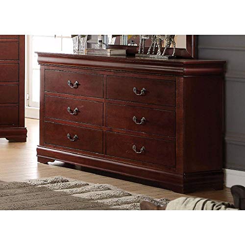 6 Drawer Dresser, Harper&Bright Designs Universal Solid Wood Storage Chest for Bedroom, Hallway, Entryway, Closet, Office (Cherry)
