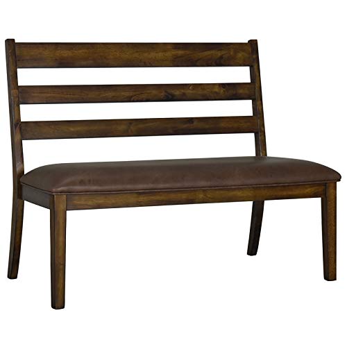 Home Fare Wood Mid-Cenutry Slat Back Settee in Brown