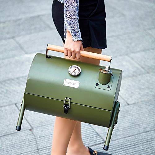 Charcoal Grill, Portable Barbecue Charcoal Grill, Folding Tabletop BBQ Grill with Lid, Suitable for Outdoor Camping Travel, Park, Beach,Party,Backyard,Patio (Color : Green, Size : 42x29x37)