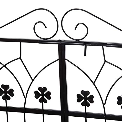 Outsunny 7' Metal Garden Arbor Arch with Lucky Leaf Clover Doors for Ceremony, Weddings, Party, Backyard and Lawn