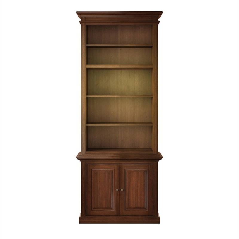 Furniture Toscana Solid Wood 5-Shelf Tall Bookcase in Natural Brown