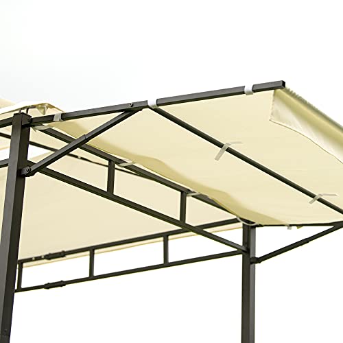 12Ft.Wx8.5Ft.H Gazebo Tent Canopy Steel Double Tiered Backyard Patio BBQ Grill Gazebo with Bar Counters