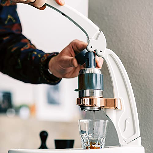 Flair Espresso Maker PRO 2 (White) - An all manual lever espresso maker with stainless steel brew head and pressure gauge