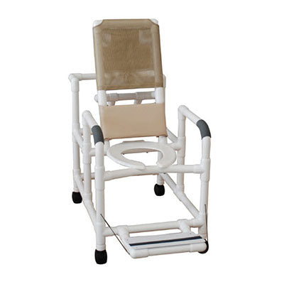 MJM Reclining Shower Chair with Deluxe Elongated Open Front Seat and Folding Footrest
