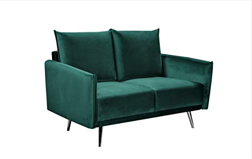 Container Furniture Direct Harrison Modern Velvet Upholstered Living Room Sofa Set, 2 Piece, Green