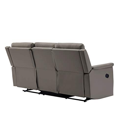 Recliner Chair PU Leather Recliner Sofa Loveseat Living Room Chair Modern Recliner Seat with Console Slate,Double Reclining Sofa with Cup Holder,3-Seater with Flipped Middle Backrest