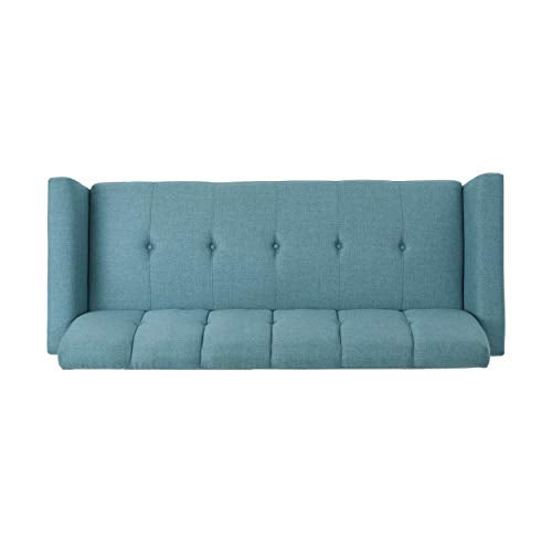 Christopher Knight Home Treston Mid-Century Fabric Sofa, Blue / Natural