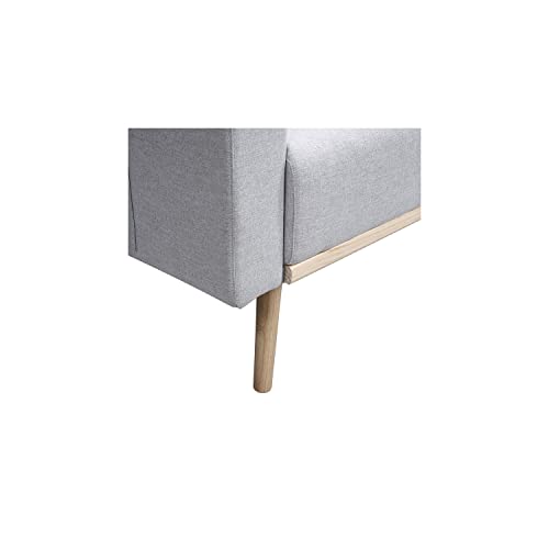 Lilola Home Easton Linen Fabric Loveseat with USB Charging Ports Pockets & Pillows