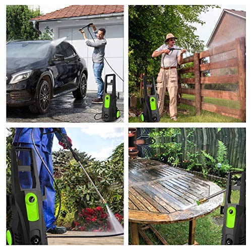 TEANDE 3500 PSI Electric Pressure Washer, High Pressure Washer, Professional Washer Cleaner Machine with 4 Interchangeable Nozzles,2.6 GPM,1800W(Green)