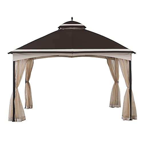 Sunjoy Thelma 10.5 x 13 ft. 2-Tier Steel Gazebo, Brown & Tan