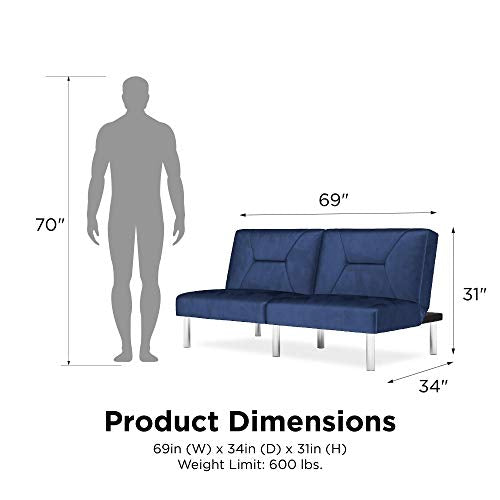 DHP Convertible Sofa Bed and Couch Futon, Blue