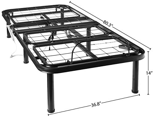 LUCID L100 Adjustable Bed Base Steel Frame - 5 Minute Assembly - Head and Foot Incline - Wired Remote Control - Twin XL