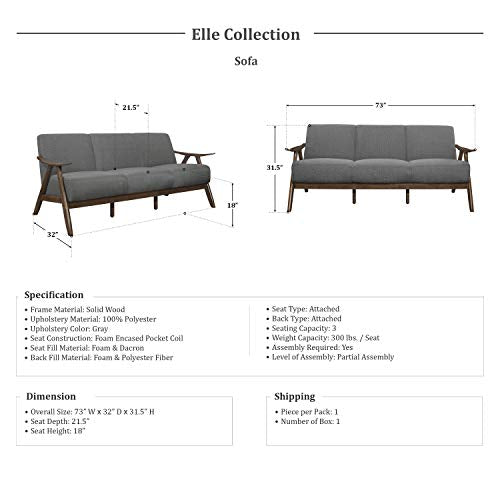 Lexicon Elle Sofa, Gray