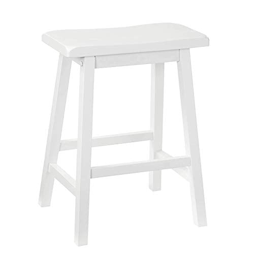 Harper&Bright Designs Dining Table Sets, 5 Pieces Pack Counter Height Dining Set, Solid Wood Space-Saving Square Square Leg Dining Table with Armless Wooden Saddle Seat Chairs (White)