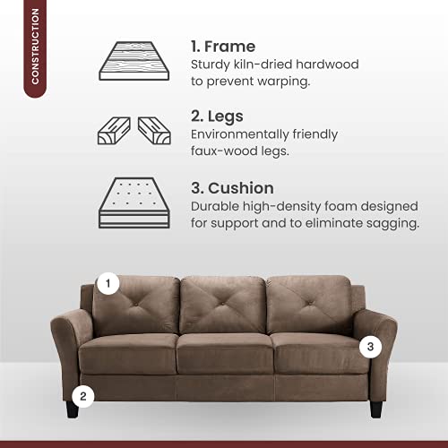 Lifestyle Solutions Harrington Stationary Sofa in Brown Microfiber