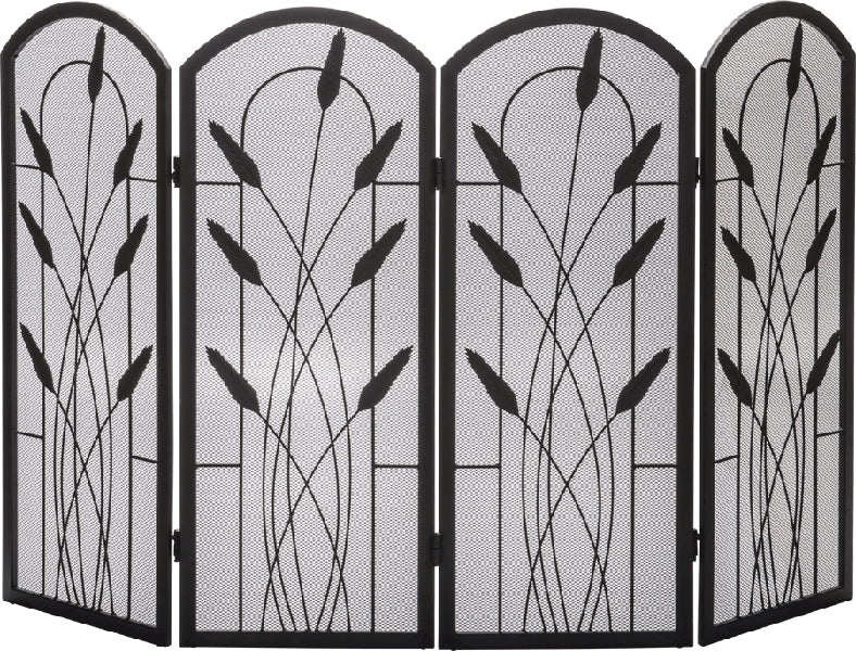 Dagan 4-Fold Arched Black Screen with Cotton Tail Design