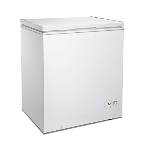 Antarctic Star 5.0 Cu.ft Chest Freezer 6.8℉to -4℉with Removable Basket Free Standing Top open Door Compact Freezer with Adjustable 7 Temperature Defrost Water Drain/Power Saving UL Certified White