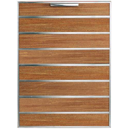 Drawer, Madera Trash Pullout - Stainless Steel & Teak Wood - Two Bin