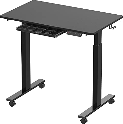 SHW Electric Height Adjustable Mobile Standing Desk, 40 x 24 Inches, Black