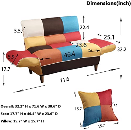 Lamerge Loveseat Sofa Couch, Colorful Sleeper Sofa for Small Space,Modern Sofa Bed Convertible Sofa Upholstered Couch Sleeper, Lounge Futon Couch with 2 Cushions for Living Room Office,WF006643ZAA