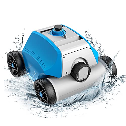 Cordless Pool Cleaner, Up to 120 Mins Running Cycle, Automatic Robotic Pool Cleaner with 6600mAh Rechargeable Built-in Battery, Ideal for Flat Bottom Above Ground/In-Ground Swimming Pools