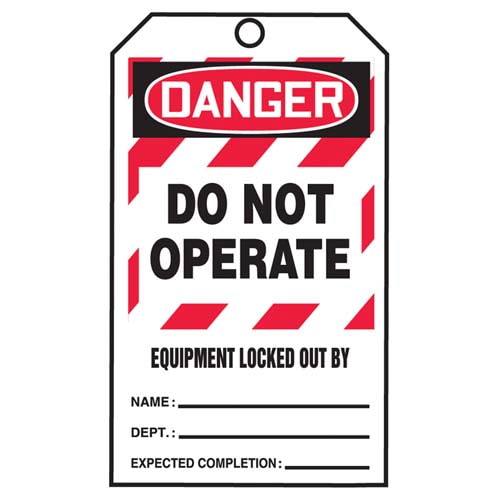 JJ Keller STOPOUT® Tags By-The-Roll - Danger Do Not Operate Equipment Locked Out By...