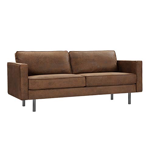 VASAGLE Sofa, Couch for Living Room, Synthetic Suede Fabric, for Apartment, 76 x 31.9 x 33.1 Inches, Brown