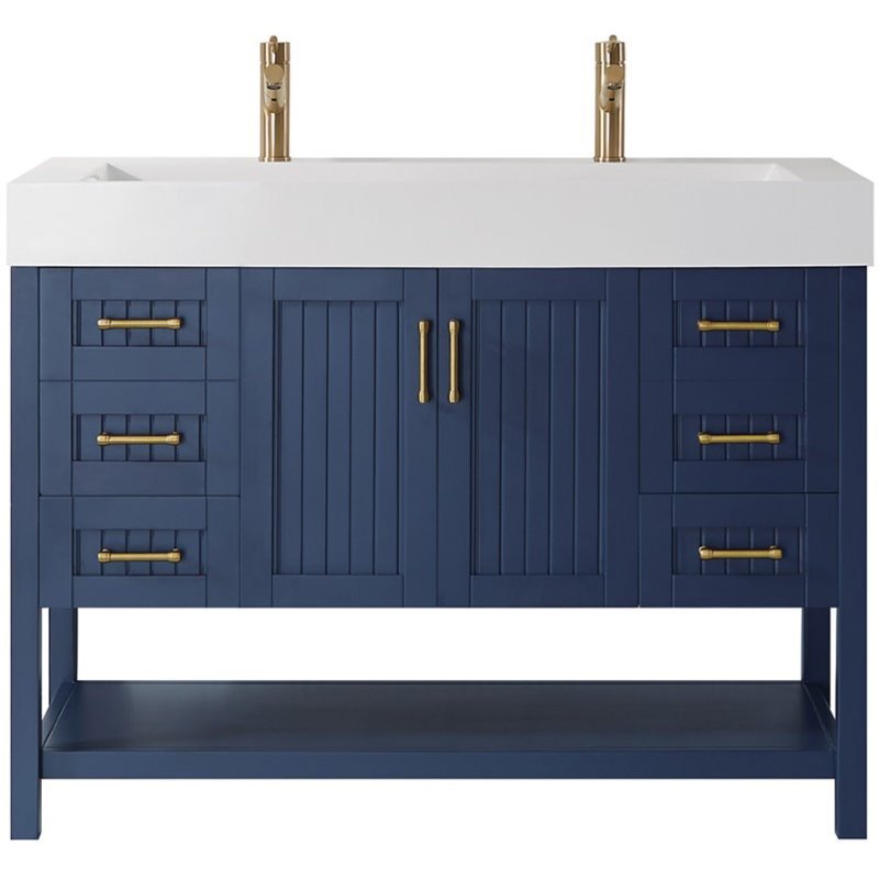 Single Vanity with Under Mount Sink in Royal Blue