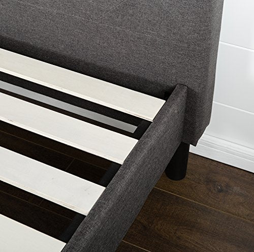 ZINUS Shalini Upholstered Platform Bed Frame / Mattress Foundation / Wood Slat Support / No Box Spring Needed / Easy Assembly, Dark Grey, Queen