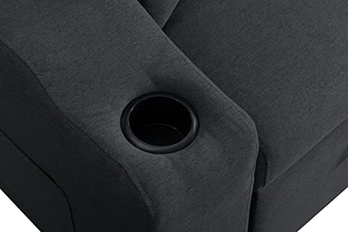 Longrune Reversible Sectional Sofa with Pull-Out Bed and Storage Chaise, Convertible Velvet L Shaped Couches w/2 Cup-Holders and Two Side Pockets, for Living Room Apartment, Dark Gray