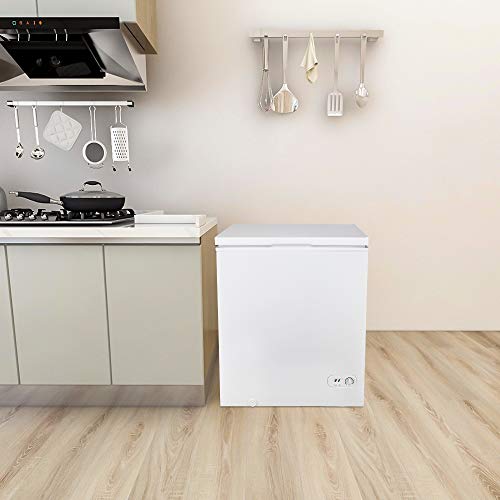 Red Pig Chest Freezer, 5.0 CU.FT/ 143L Freezer with Removable Storage Basket, 7 Temperature Settings, White