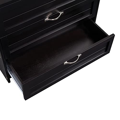 Wood Low Loft Bed with Slide, Twin Loft Bed with Cabinets and Shelves, for Kids Girls Boys – Espresso