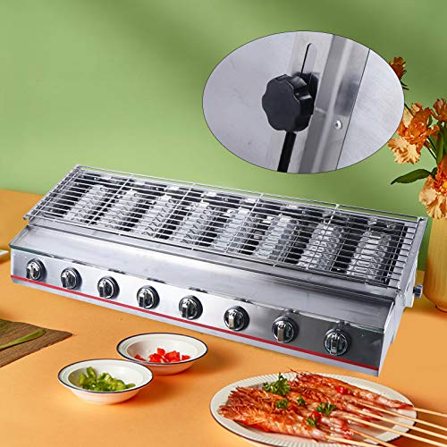 8 Burner Gas Grill Outdoor Tabletop Gas BBQ Grill Commercial 2800Pa Stainless Steel Gas Grill for Camping Picnicking (8-Burner)