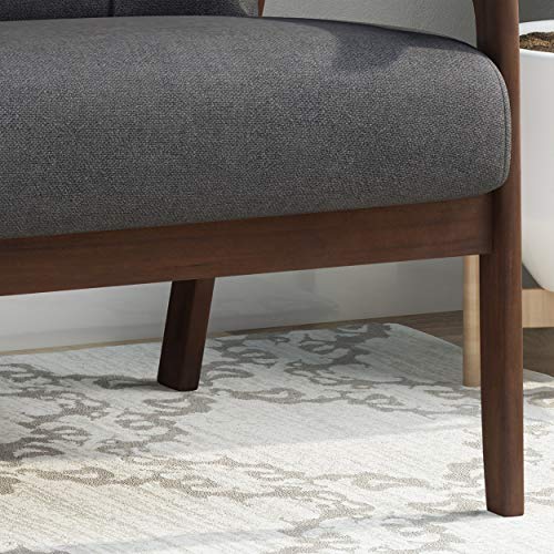 Christopher Knight Home Athena Mid Century Waffle Stitch Tufted Accent Loveseat with Rubberwood Legs-Black and Walnut Finish