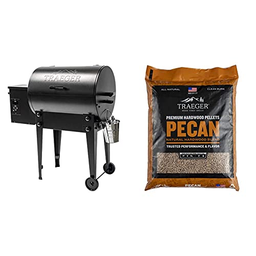 Traeger Pellet Grills TFB30KLF Tailgater 20 Grill, Black & Grills PEL314 Pecan 100% All-Natural Hardwood Pellets Grill, Smoke, Bake, Roast, Braise and BBQ, 20 lb. Bag, Multicolor