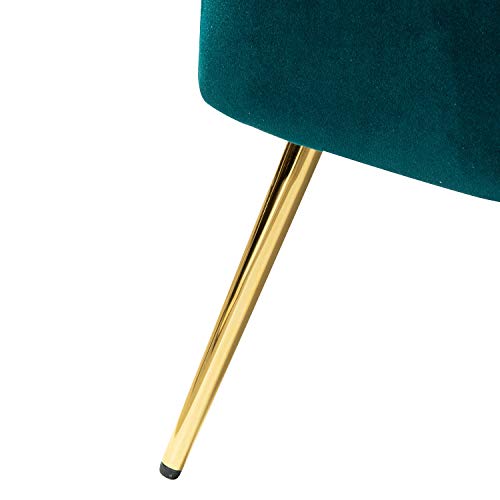 Mid-Century Velvet Loveseat 2 Seater Chair Upholstered Small Armless Sofa with Metal Legs for Living Room Bedroom and Apartment, Teal